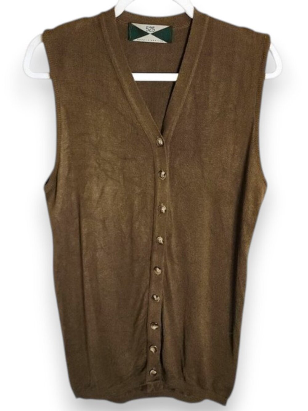 Vintage 525 America Sweater Vest Brown Button Front Knit Sleeveless Size Small